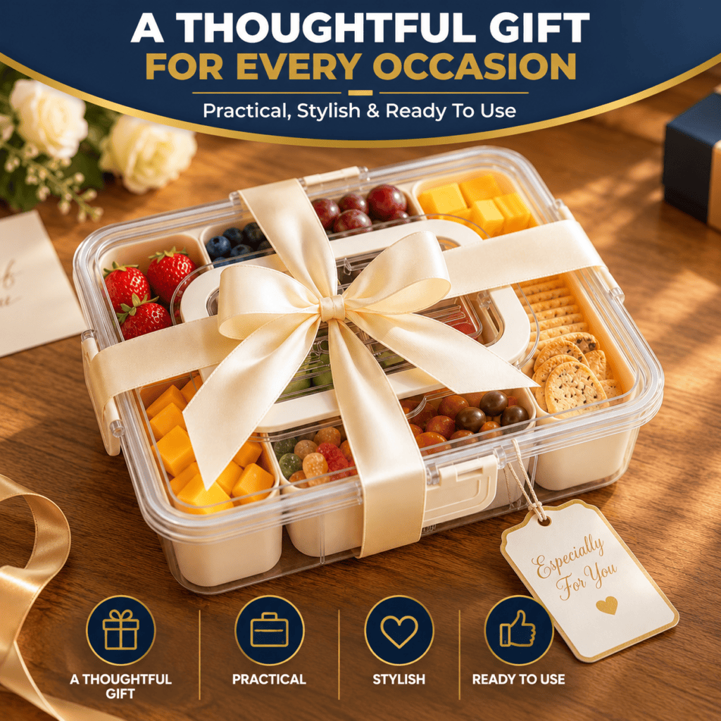 Trust Bliss Snackle Box divided serving tray with lid and 8 removable compartments