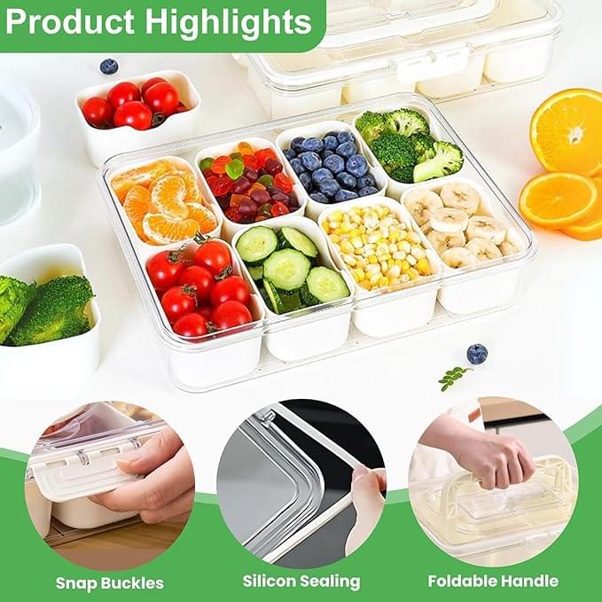 Snackle Box Container – Premium 2-Pack Divided Serving Tray with Lid (8 Compartments) - Image 7