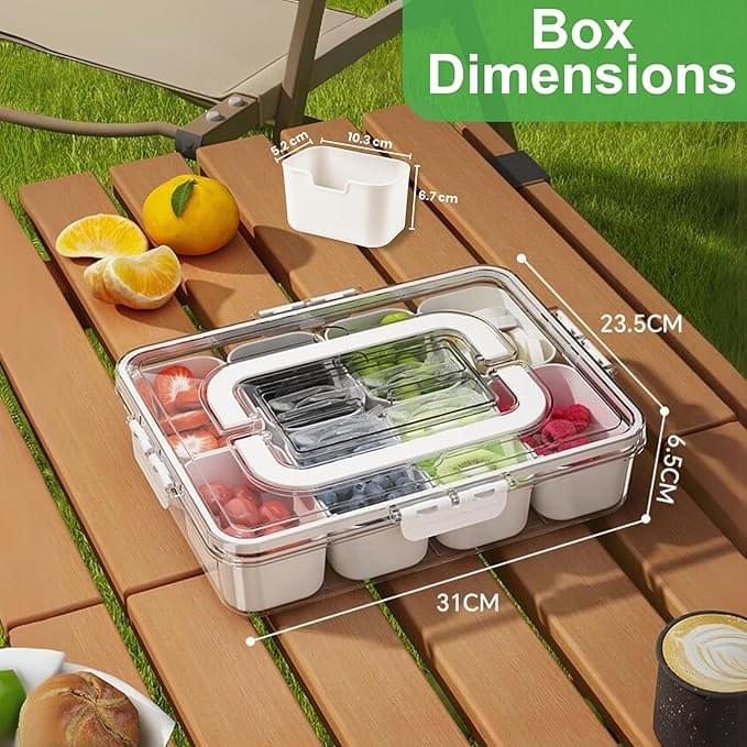 Snackle Box Container – Premium 2-Pack Divided Serving Tray with Lid (8 Compartments) - Image 6